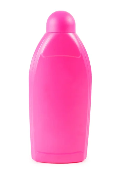 Bottiglia di plastica con detergente isolato su bianco — Foto Stock