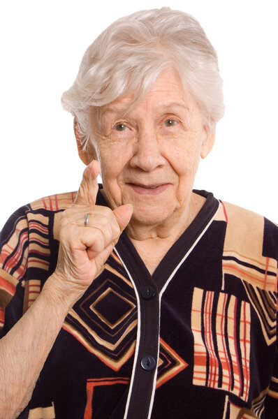 Portrait of the old woman isolated on white