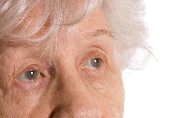 흰색 배경에 고립 된 아름 다운 늙은 여자 — 스톡 사진