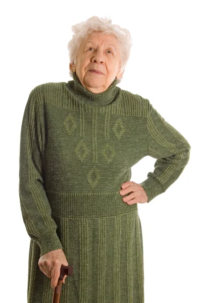 Stara kobieta na białym tle — Zdjęcie stockowe