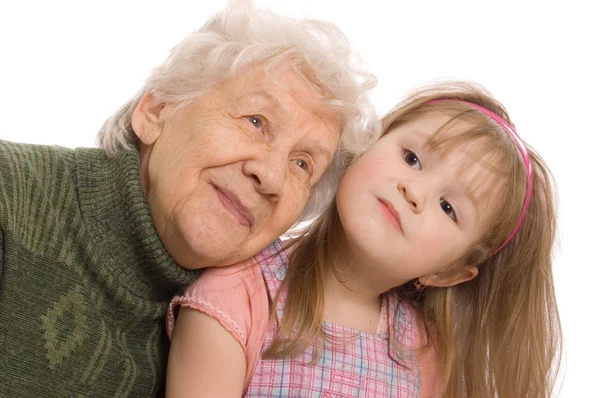 Den äldre kvinnan med sondottern — Stockfoto