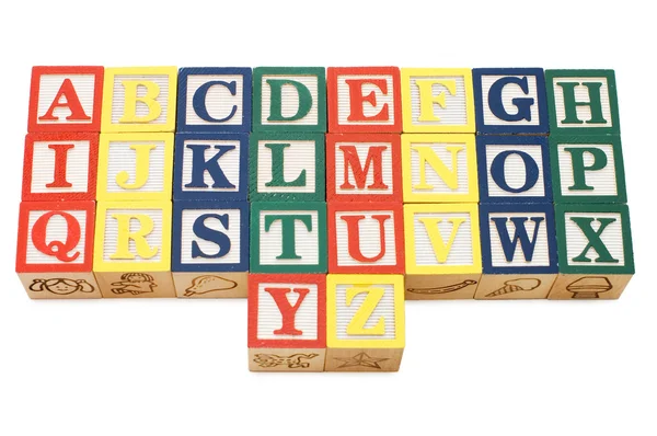 Kuber med bokstäver isolerade på vit bakgrund — Stockfoto