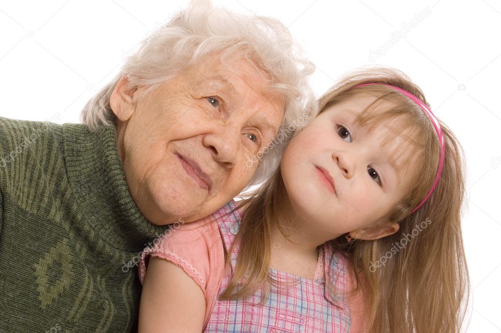 The elderly woman with the grand daughter