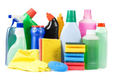 Assortment of means for cleaning isolated clipart