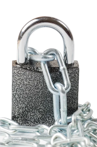 Chain with the lock on white — Stock Photo, Image