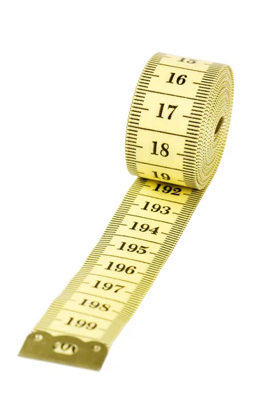 흰색 배경에 분리 된 황색 측정 테이프 — 스톡 사진