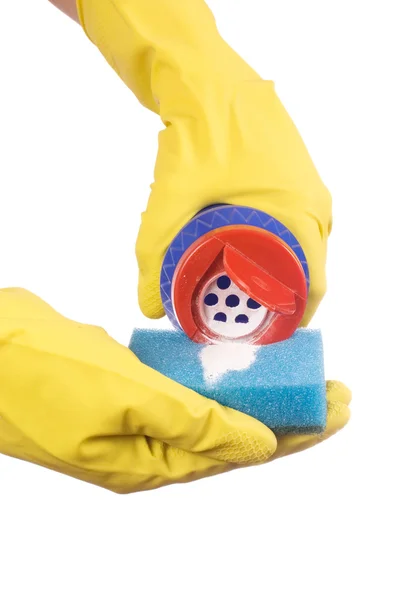 Latex Glove and Sponge — Stock Photo, Image