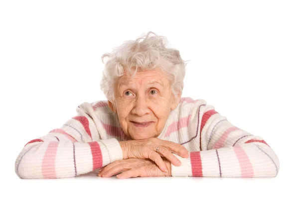 Портрет старої жінки ізольовані на білому Стокове Фото