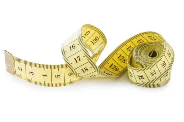 Yellow measuring tape isolated on white background Royalty Free Stock Images