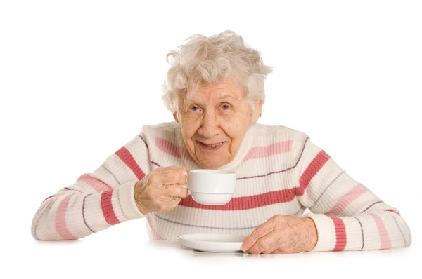 从咖啡孤立在白色背景上的祖母 — 图库照片