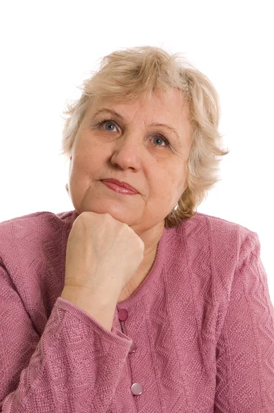 The elderly woman isolated on white background — Stock Photo, Image