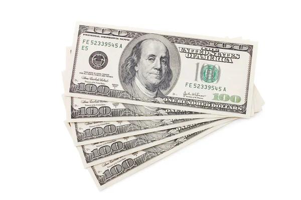 Dolarów na białym tle opakowanie — Zdjęcie stockowe