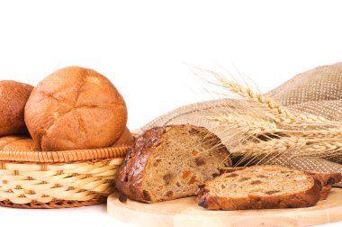 Fresh bread with ear of wheat clipart