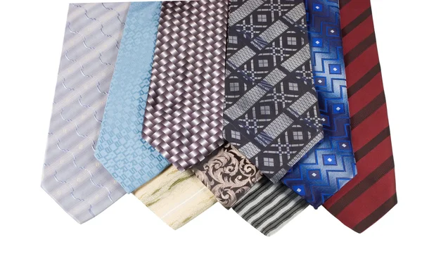 Set di cravatte di lusso su sfondo bianco — Foto Stock