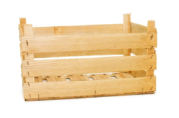 Caixa de madeira isolada sobre um fundo branco — Fotografia de Stock