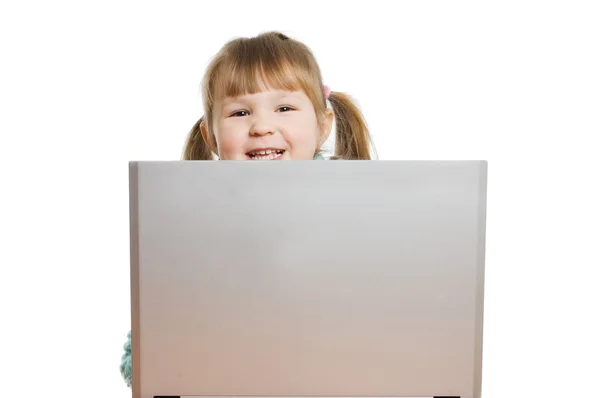 A kislány a számítógép — Stock Fotó
