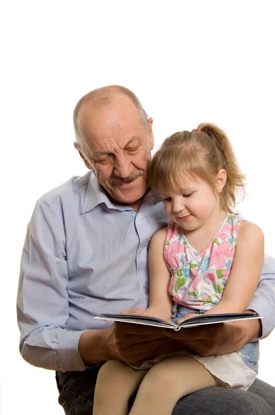Grootvader met de kleindochter geïsoleerd op witte achtergrond — Stockfoto