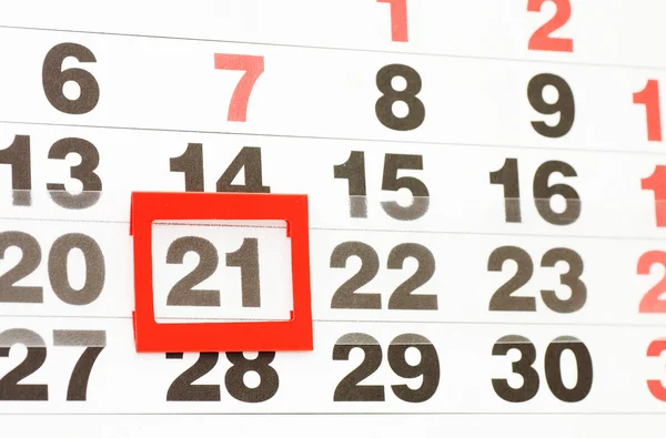 Página do calendário mostrando a data de hoje — Fotografia de Stock