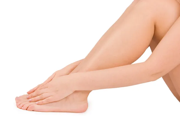 Female feet isolated on white background — Stock Photo, Image