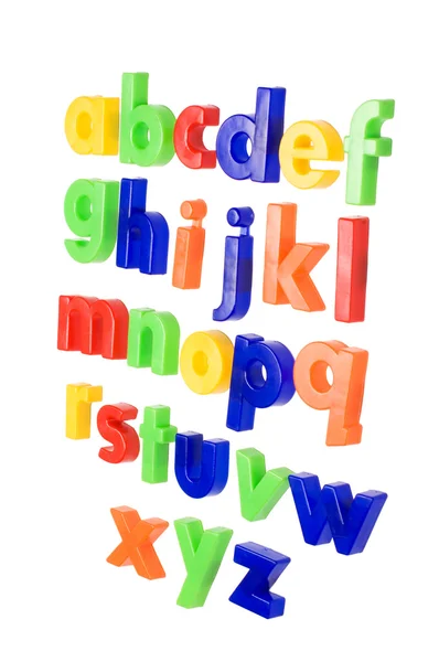 Plastová písmena anglické abecedy, izolované na bílém pozadí — Stock fotografie