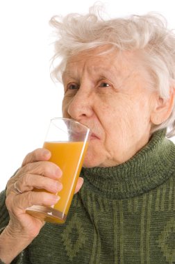 The elderly woman with a juice glass clipart