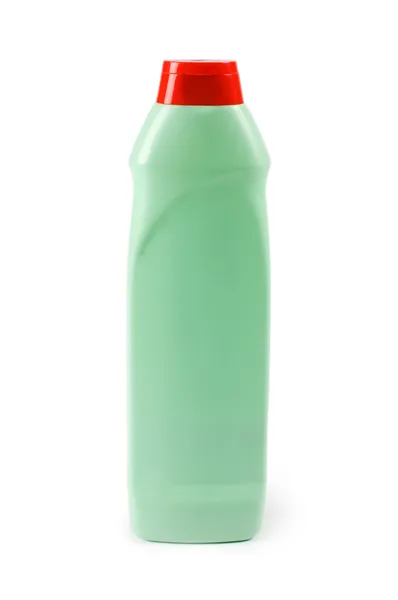 Plastic fles met wasmiddel geïsoleerd op wit — Stockfoto