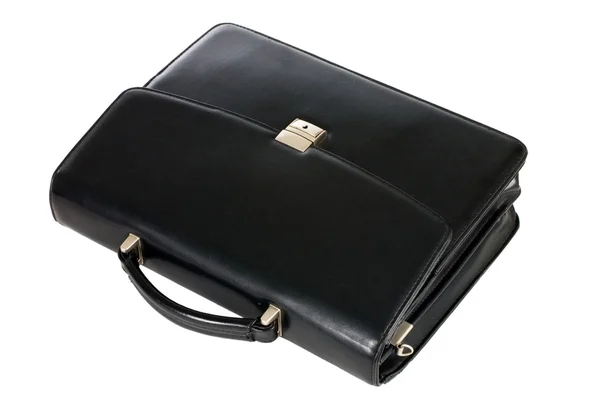Fashionable leather briefcase on a white background — Stock Photo, Image