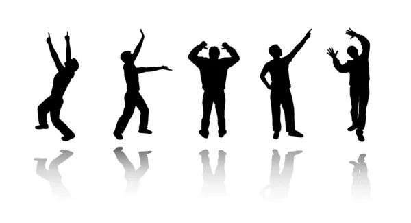 Silhouetten van jongens dansen instellen — Stockvector