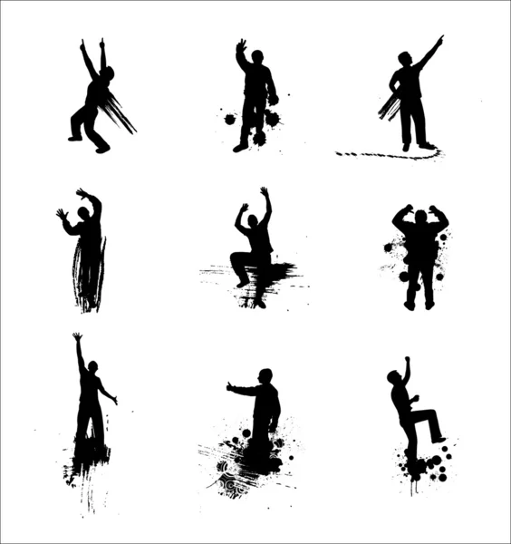 Silhouetten van jongens dansen instellen — Stockvector