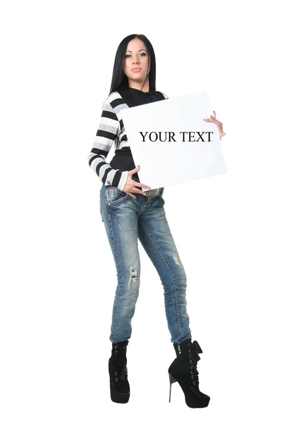 Girl with the poster — Stock Photo, Image