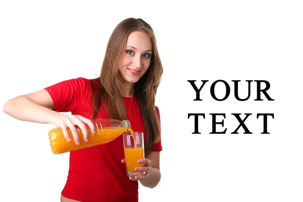 A Sportive Girl Drinking Orange Juice — Stock Photo, Image