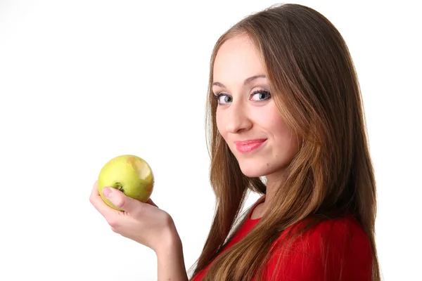 Красива дівчина з яблуком — стокове фото