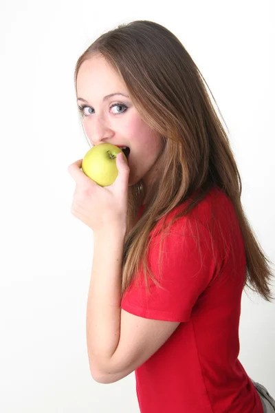 A gyönyörű lány, apple — Stock Fotó