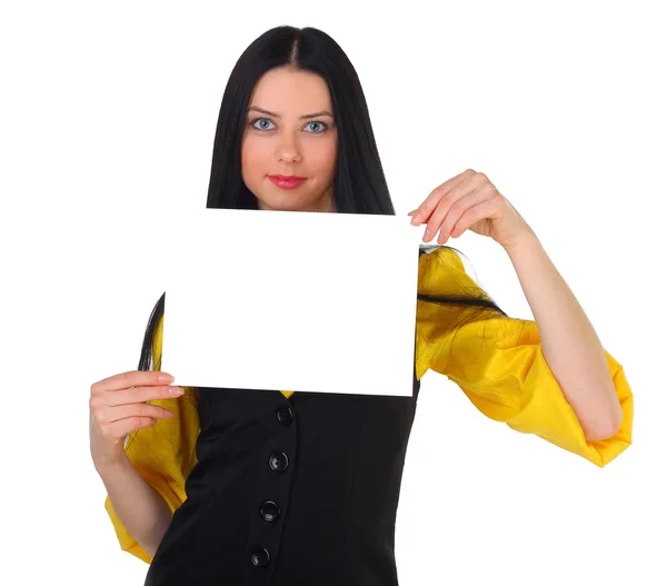 The business girl with the advertizing form — Stock Photo, Image