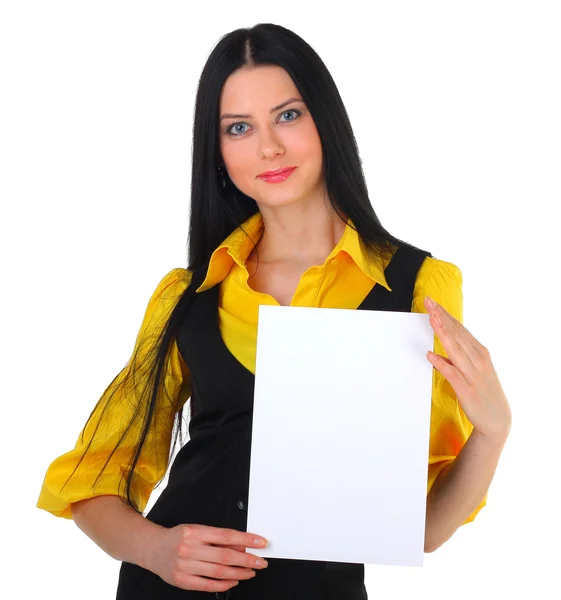 Reklam formu ile iş kız — Stok fotoğraf