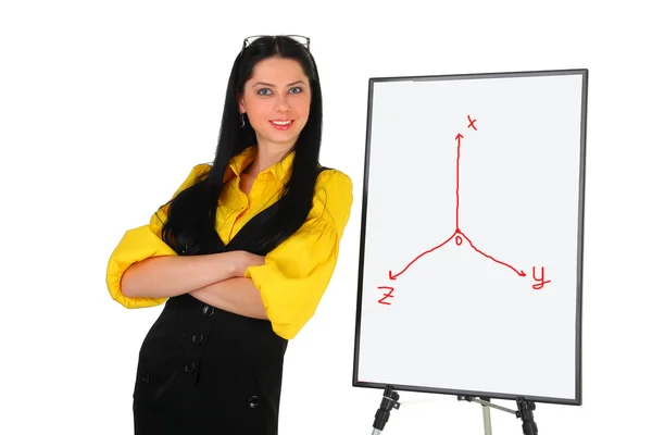 The business woman at the stand with presentation — Stock Photo, Image