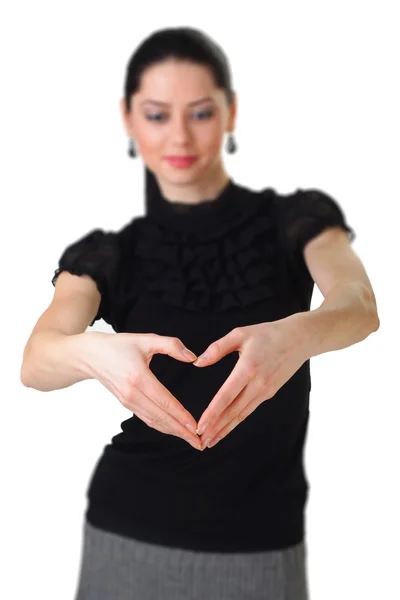 Form of heart shaped by the hands — Stock Photo, Image