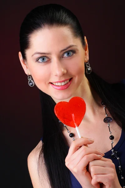 Röd lollipop hjärta — Stockfoto