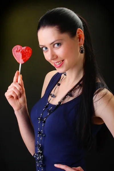Röd lollipop hjärta — Stockfoto