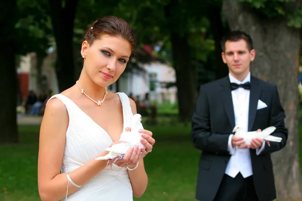 Молодий весілля пара — стокове фото