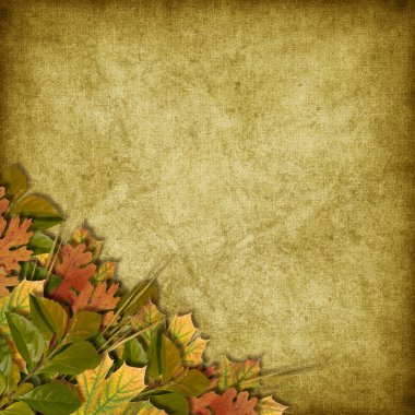 Card for the holiday with autumn leaves clipart