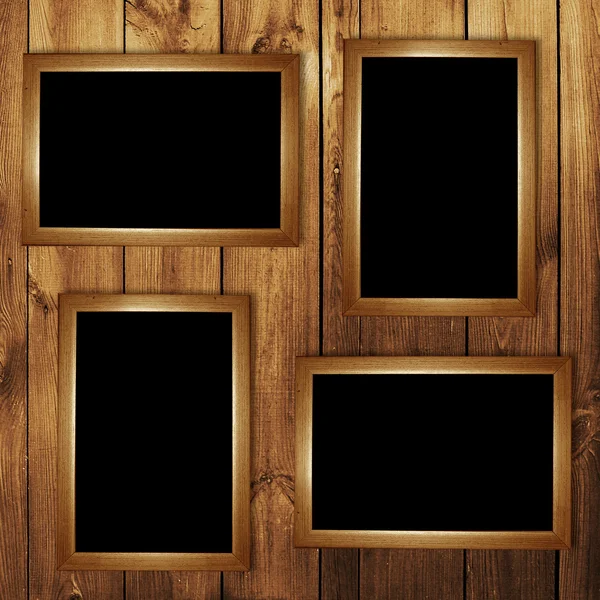 Kaart van houten frame op de houten achtergrond — Stockfoto