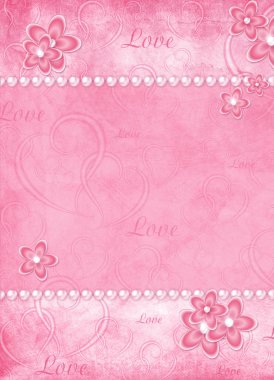 Card from flowers and pearl on the abstract background clipart