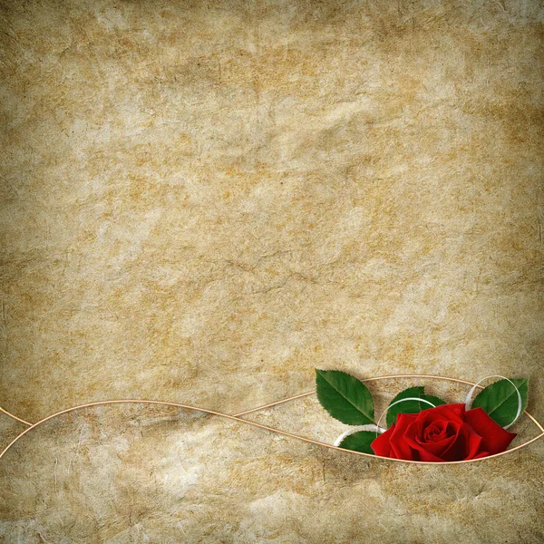 抽象的な背景に赤いバラと休日のためのヴィンテージのカード — ストック写真
