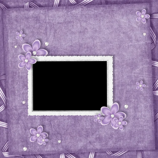 Tarjeta de flores y perlas sobre fondo abstracto —  Fotos de Stock