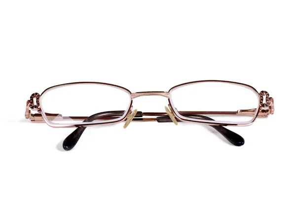 Vista Perto Óculos Isolados Branco — Fotografia de Stock