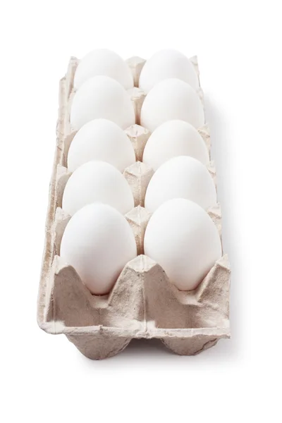 Белые Яйца Коробке Питательная Пища — стоковое фото