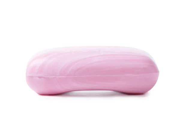 白に白のストライプとピンクの石鹸のクローズ アップ ビュー — ストック写真