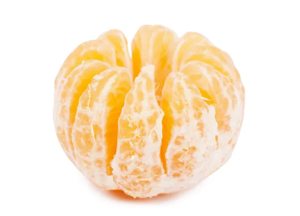 Mandarina Pelada Amarilla Aislada Blanco —  Fotos de Stock