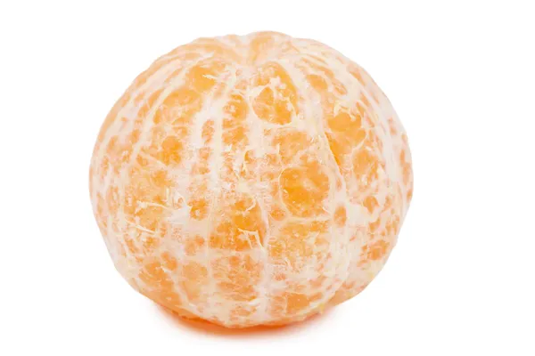 Mandarino Pelato Giallo Isolato Sul Bianco — Foto Stock